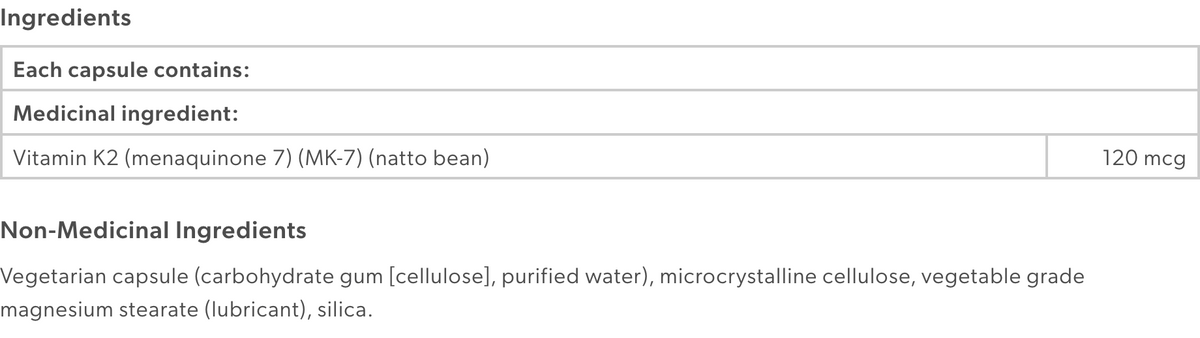 Vitamin K2 120mcg
