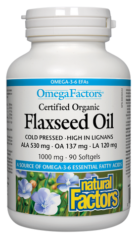 Certified Organic Flaxseed Oil 1000 mg, OmegaFactors®
