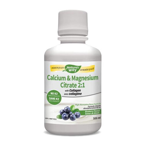 Calcium & Magnesium with Collagen Liquid, Blueberry