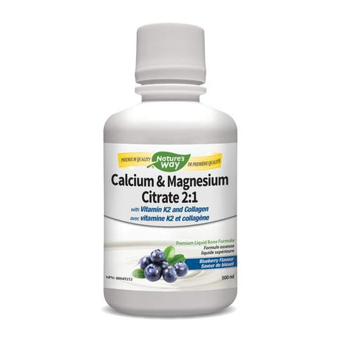 Calcium & Magnesium with K2 Liquid, Blueberry
